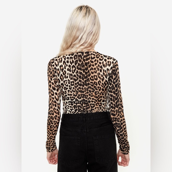 Ganni Long Sleeve Bodysuit Leopard Size M - Picture 3 of 11